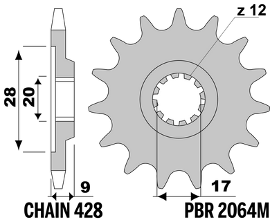 PIGNONI HM Z14 18NC (9)+SCASSO C428 — 14T · Acciaio 18NC · Acciaio naturale