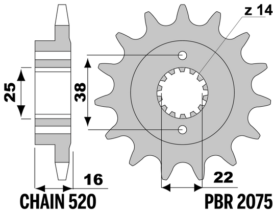 PIGNONI DUCATI 748 Z15 18NC C.520 — 15T · Acciaio 18NC · Acciaio naturale