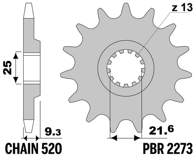 PIGNONI KAW Z14 18NC EX300 C.520 — 14T · Acciaio 18NC · Acciaio naturale