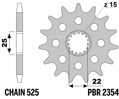 PIGNONI ROYAL ENFIELD Z15 18NC C.525 — 15T · Acciaio 18NC · Acciaio naturale