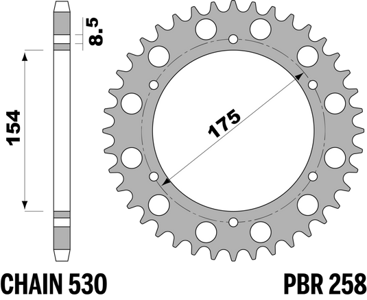 CORONA HONDA VFR-F Z43 C45 C.530 — 43T · Acciaio C45 · Acciaio naturale
