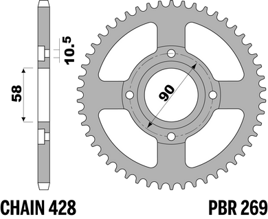 CORONA Z42 C45 C.428 — 42T · Acciaio C45 · Acciaio naturale