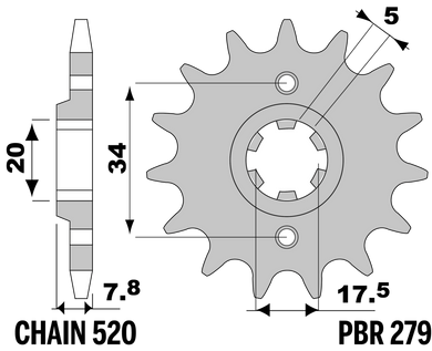 PIGNONI HONDA Z14 18NC C.520 — 14T · Acciaio 18NC · Acciaio naturale