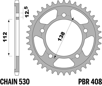 CORONA CBR VTR1000F Z41 C45 97- C.530 — 41T · Acciaio C45 · Acciaio naturale