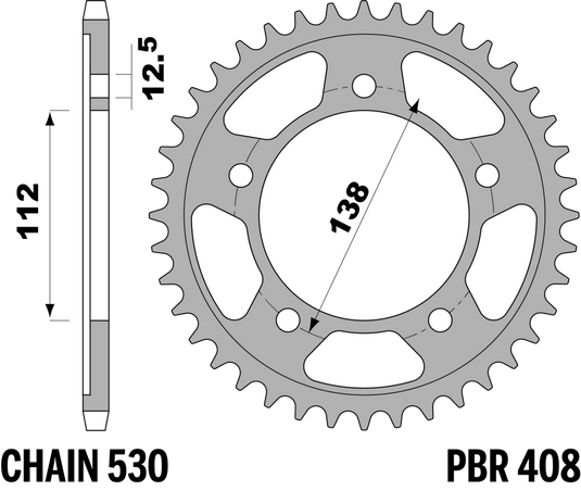 CORONA CBR VTR1000F Z41 C45 97- C.530 — 41T · Acciaio C45 · Acciaio naturale