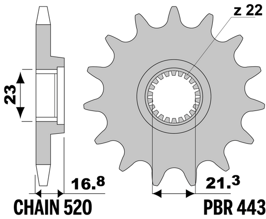 PIGNONI YAMAHA 600 XJ Z16 18NC C.520 — 16T · Acciaio 18NC · Acciaio naturale