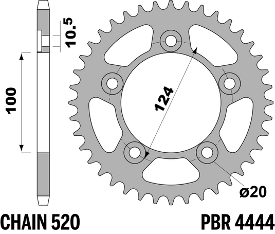 CORONA DUCATI 821 MONSTER Z46 C45 C.520 — 46T · Acciaio C45 · Acciaio naturale