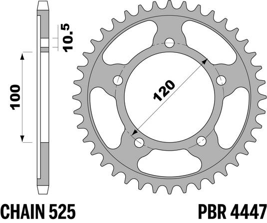 CORONA APRILIA Z41 C45+T C.525 — 41T · Acciaio C45 Temperato · Acciaio naturale