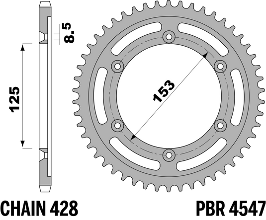 CORONA Z54 C45 HONDA XR125L C.428 — 54T · Acciaio C45 · Acciaio naturale