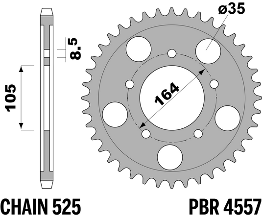 CORONA GILERA GP800 Z47 C45 C.525 — 47T · Acciaio C45 · Acciaio naturale