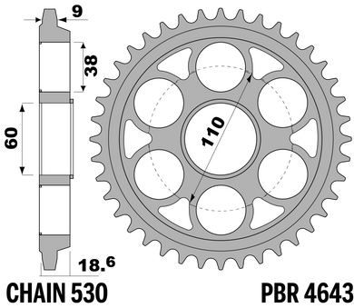 CORONA DUCATI .1200 MULTISTRADA Z40 C45T — 40T · Acciaio C45 Temperato · Acciaio naturale