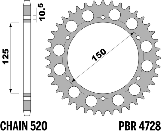 CORONA Z46 BENELLI TRK C45 C.520 — 46T · Acciaio C45 · Acciaio naturale