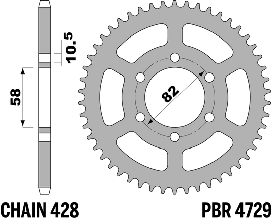CORONA Z46 KSR/KEEWAY C45 C.428 — 46T · Acciaio C45 · Acciaio naturale