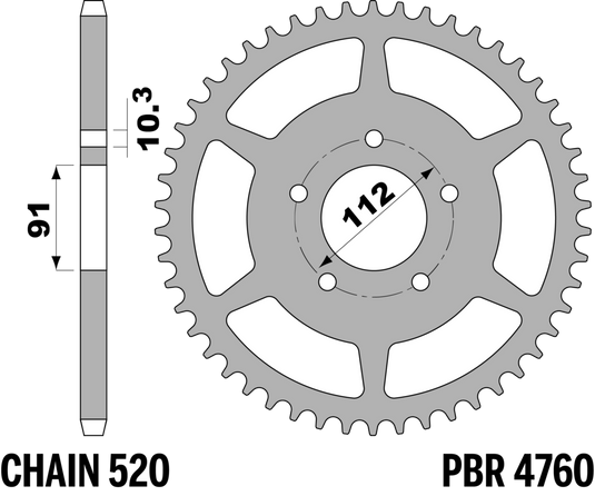CORONA ZONTES Z46 C.520 — 46T · Acciaio C45 · Acciaio naturale