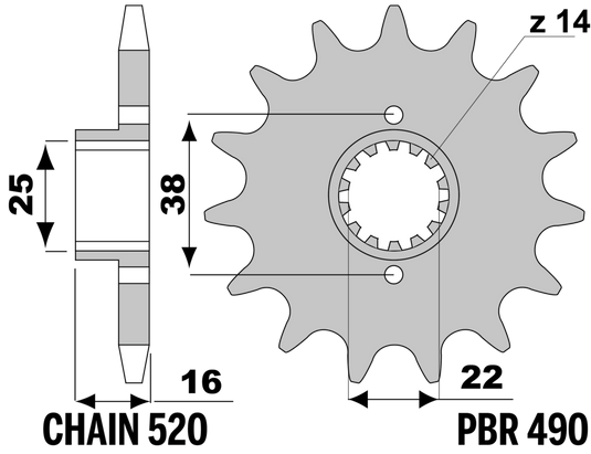 PIGNONI DUCATI Z15 18NC C.520 — 15T · Acciaio 18NC · Acciaio naturale