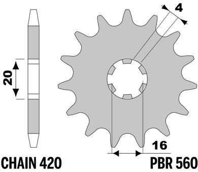 PIGNONI KAWASAKI Z13 18NC C.420 — 13T · Acciaio 18NC · Acciaio naturale