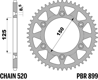 CORONA KTM Z45 C45 C.520 — 45T · Acciaio C45 · Acciaio naturale