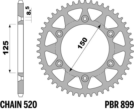 CORONA KTM Z46 C45 C.520 — 46T · Acciaio C45 · Acciaio naturale