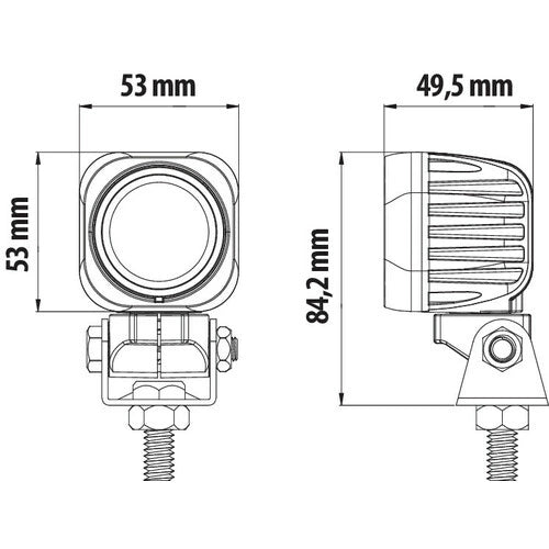 Faro Ausiliario Moto Cyclops-Square 1 LED 12/24V Luce Focalizzata Impermeabile IP68