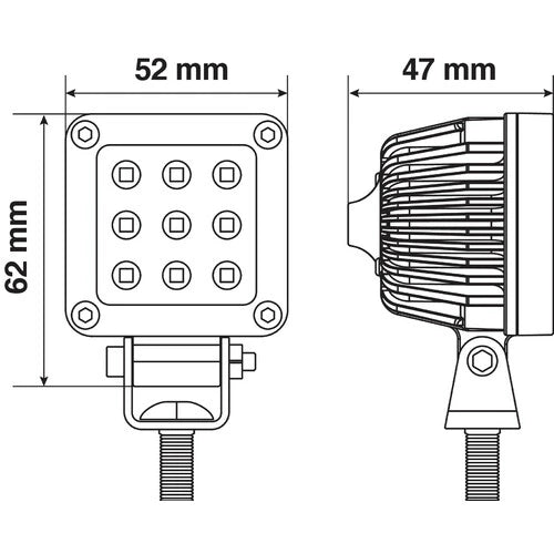 Faro Ausiliario Moto WL-18 9 LED 12/24V Bianco Impermeabile IP67